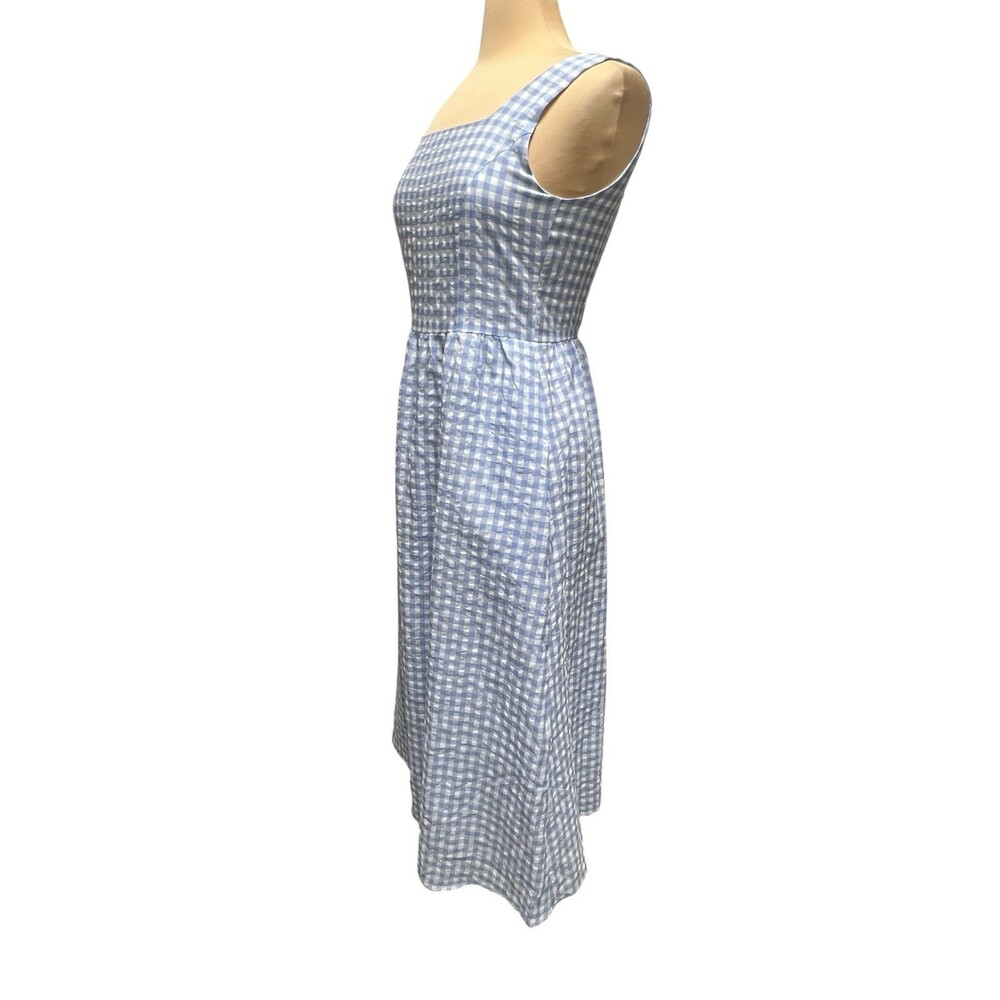 PrettyGarden Blue White Gingham Maxi Dress Smocked Back Sleeveless Size S NWT - Picture 5 of 12